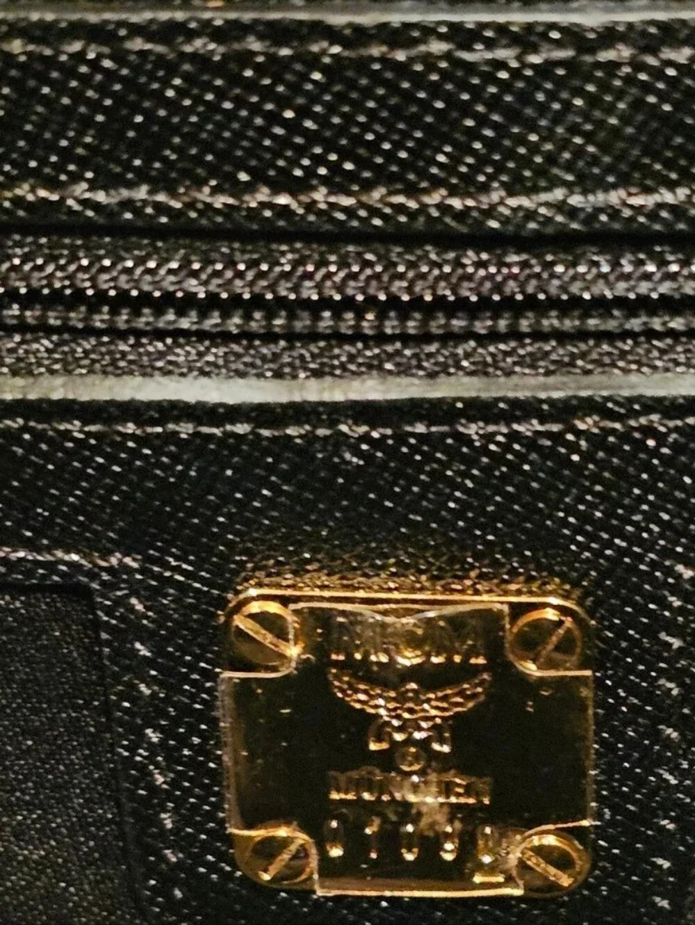 MCM Black Leather Boston Bag Satchel with Gold Hardware